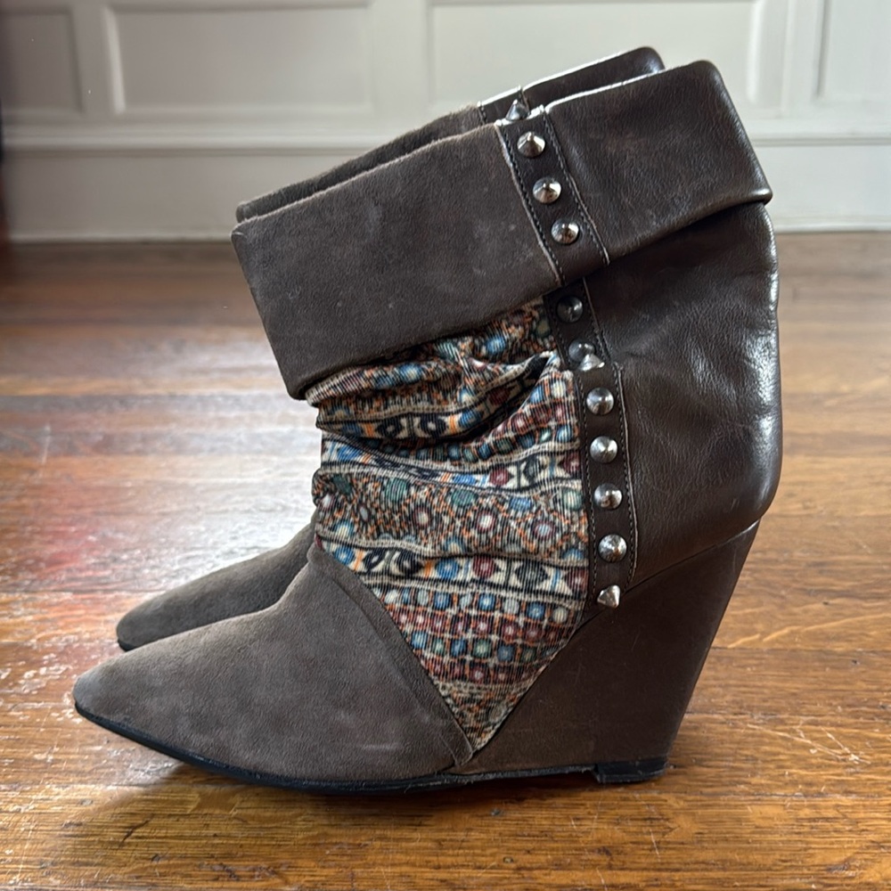 Isabel Marant Wedge Boots – Studded Foldover Detail Size 39 US 8